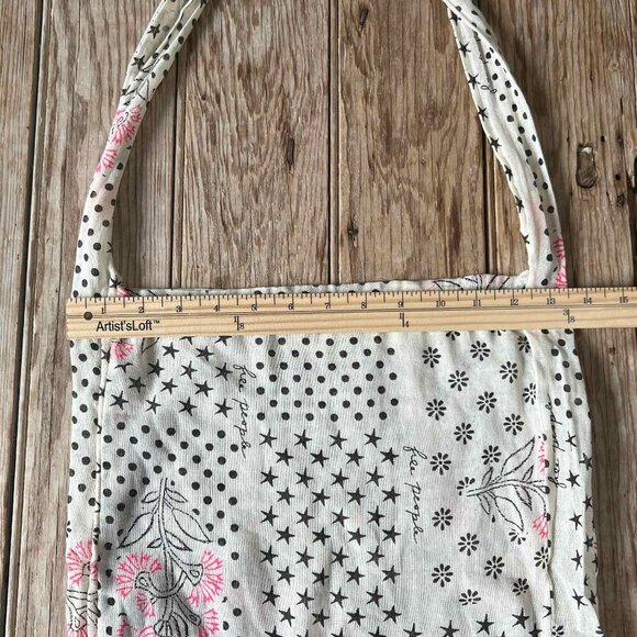 Free People Linen Cloth Lightweight Shopping Tote Bag Tan Pink Paisley Boho - Picture 5 of 6